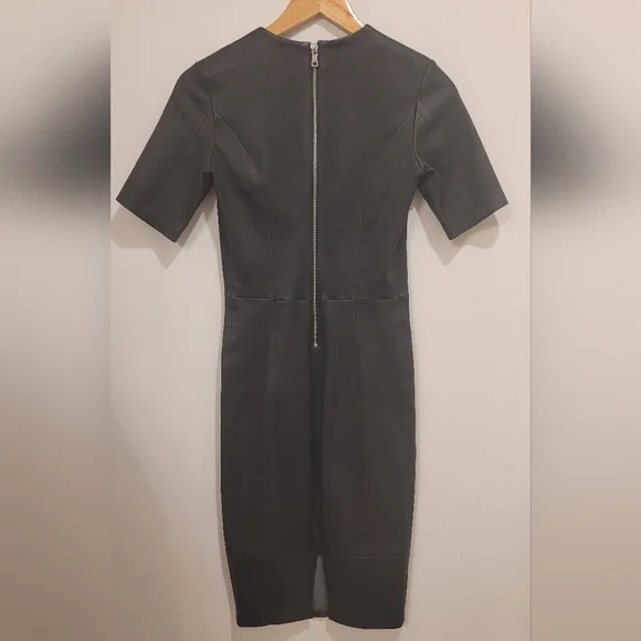 Nour Hammour Black Leather Dress 34 /City‎ Career Rockability Witchy Grunge - Picture 4 of 9